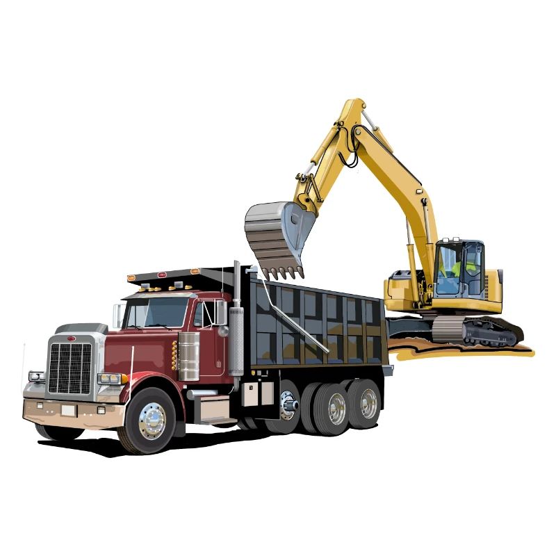 Lastwagen mit Bagger