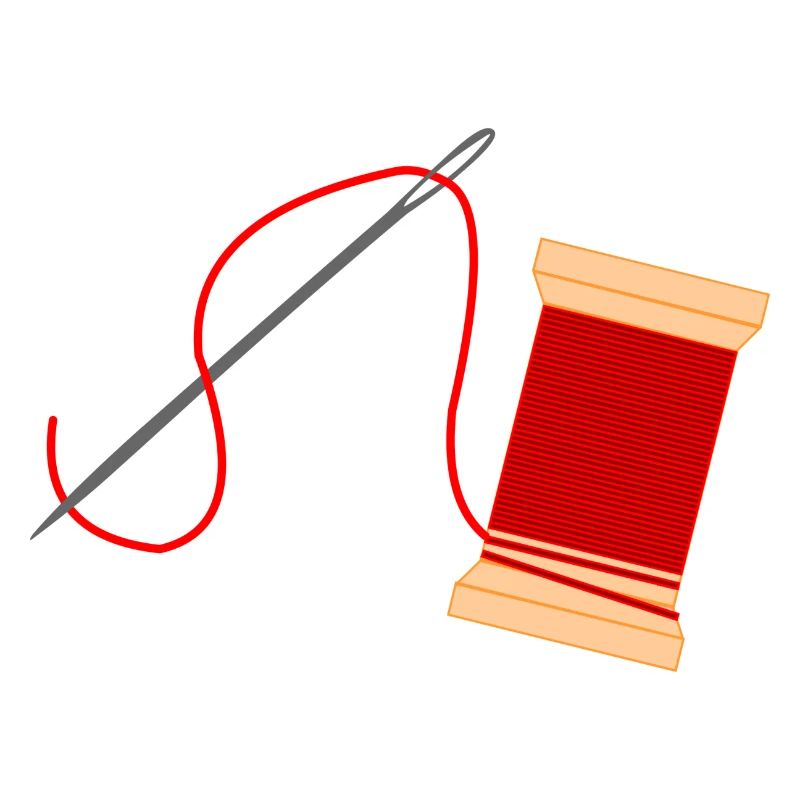 Needle and thread logo embroidery