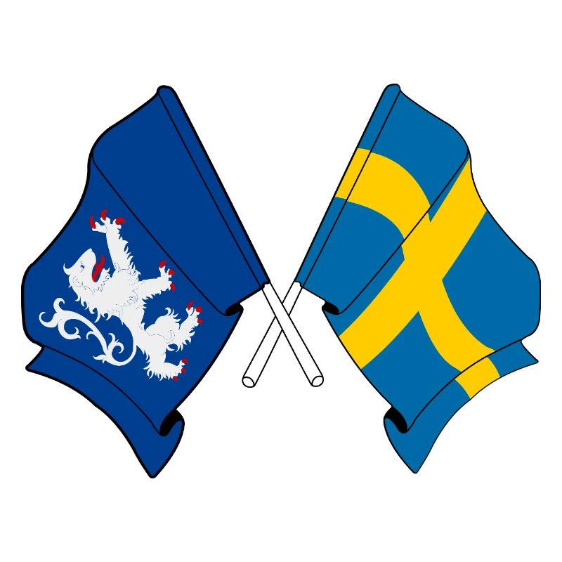 Drapeaux croisés du Halland et de la Suède