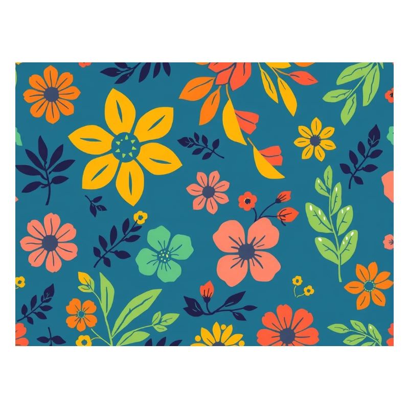 Blumenmuster im Retro-Stil auf Dunkelblau