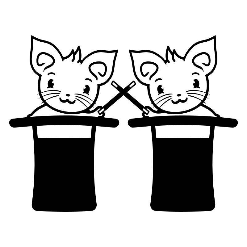 2 Magical Enchanted Top Hat Wizard Cats