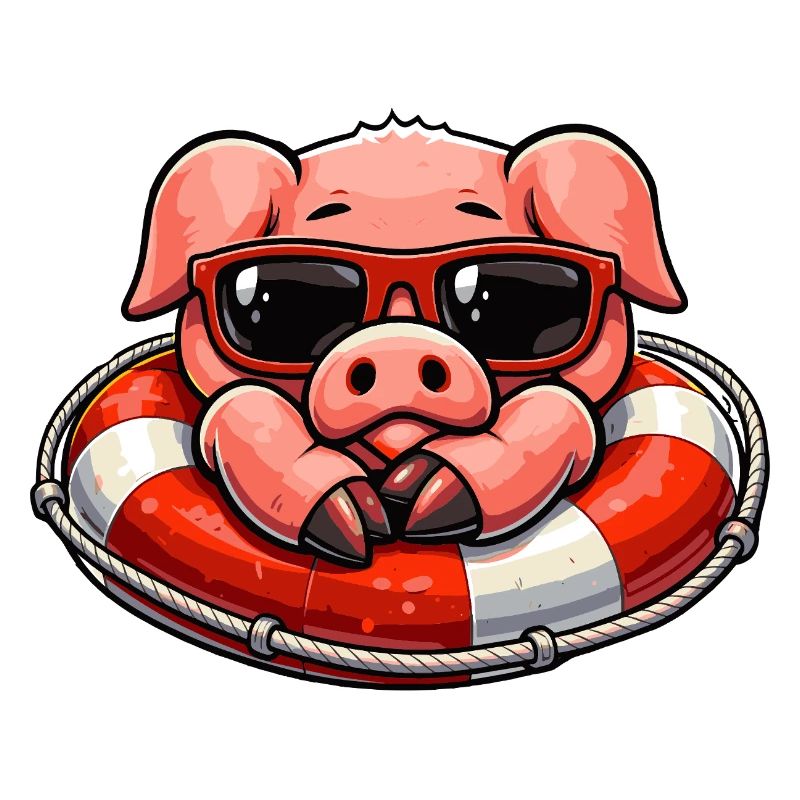 Cooles Schwein im Rettungsring 