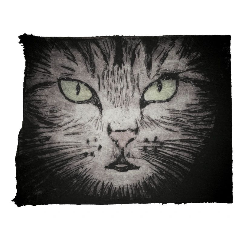 Cat Black - Gravé à la main imprimable