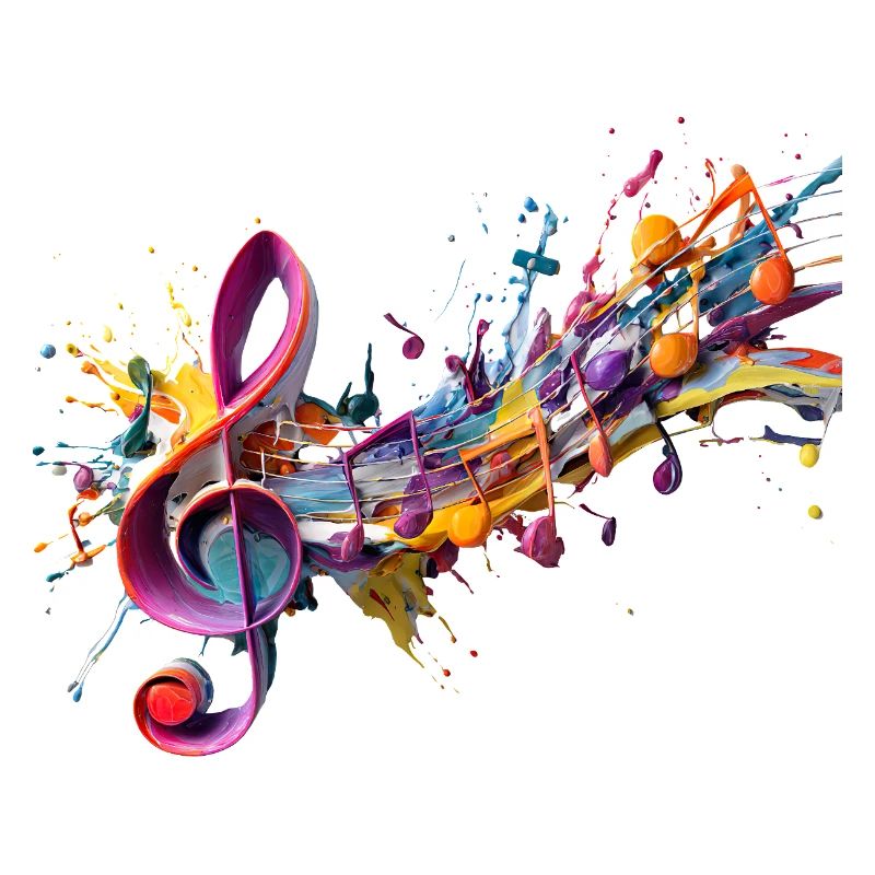 Coloured notes with clef