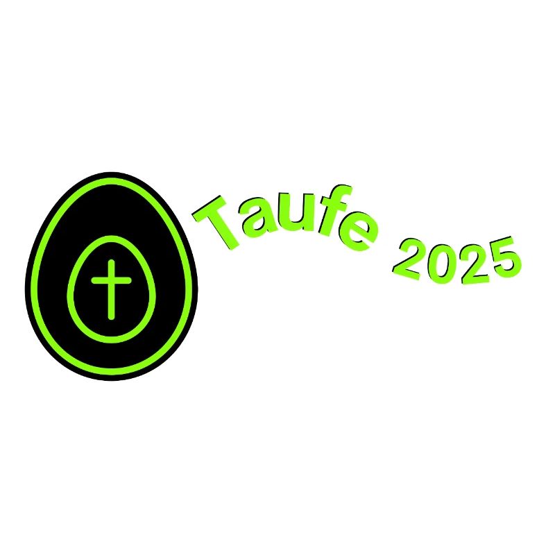Taufe 2025 Kreuz im Ei hell grün Querformat