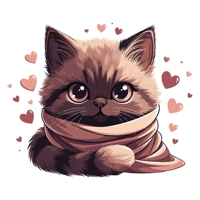 Gemütliches Kätzchen, eingewickelt in einen Schal