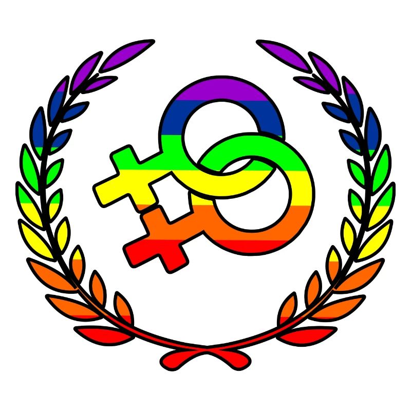 Rainbow lesbies proud logo laurel wreath