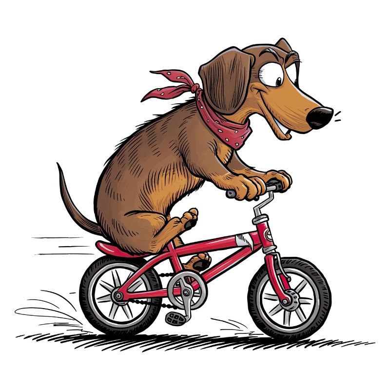 Dackel mit Fahrrad