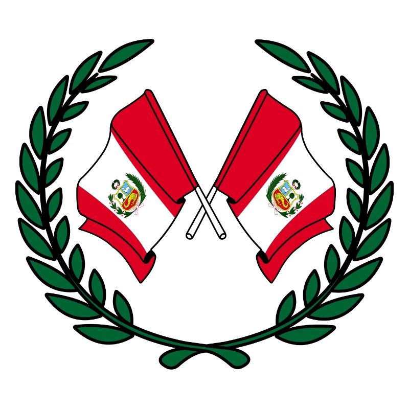 Drapeaux du Pérou en couronne de laurier