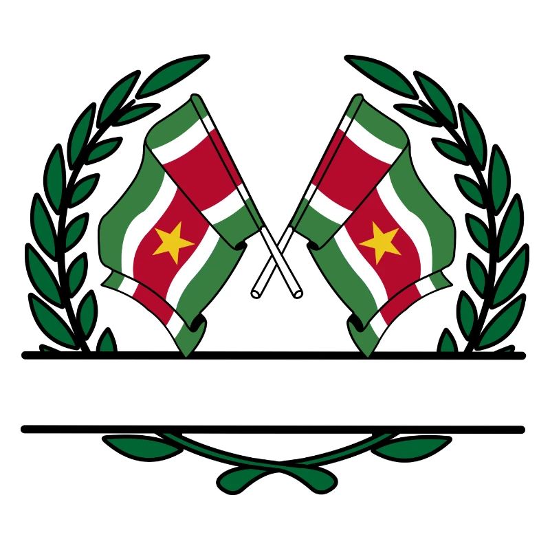 Drapeaux Suriname bannière couronne de laurier