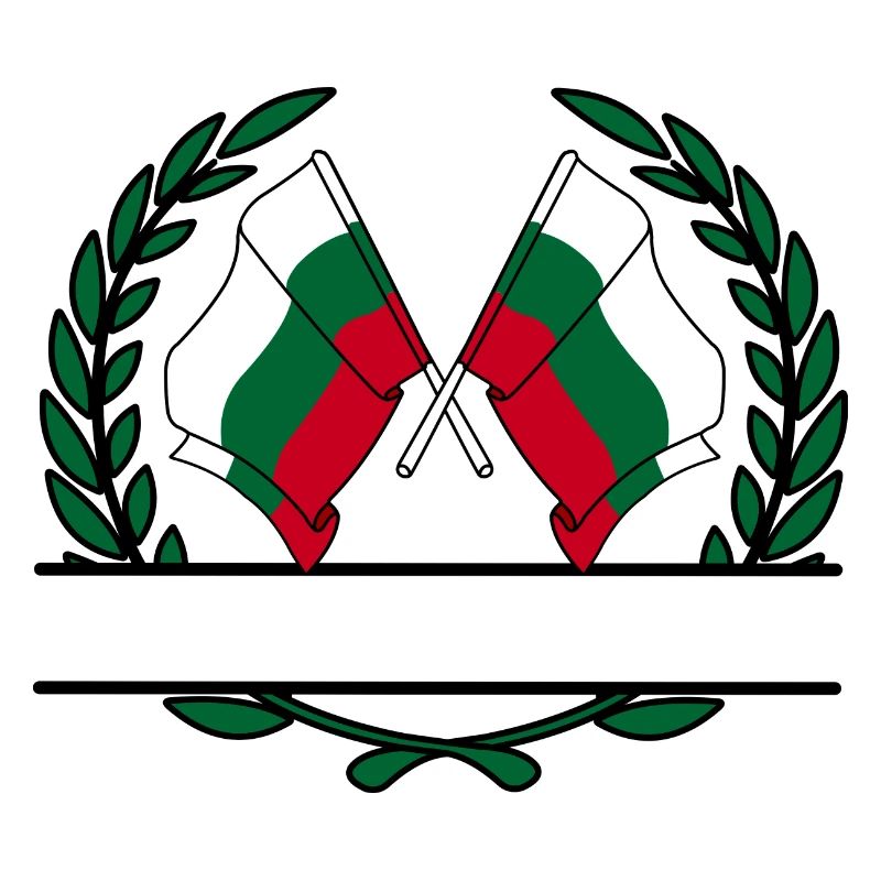Drapeaux Bulgarie couronne de laurier bannière