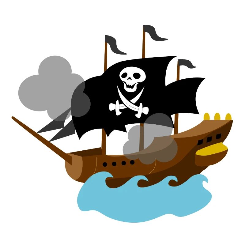 Piratenschiff im Meer