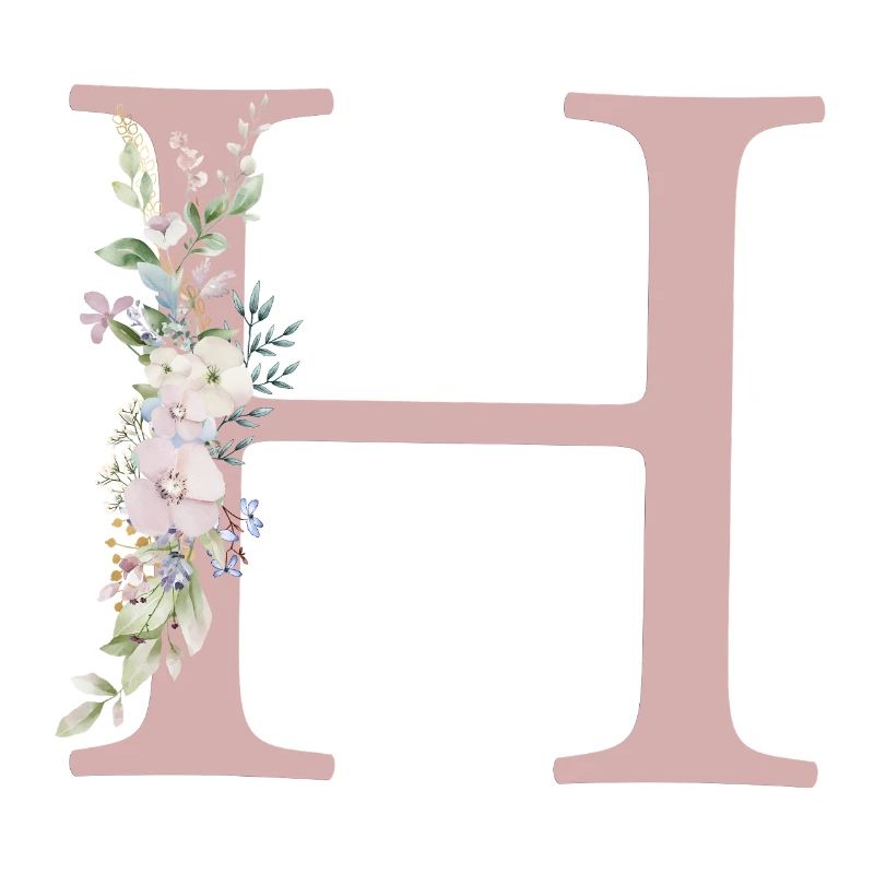 H Monogram, Floral, Personalizable