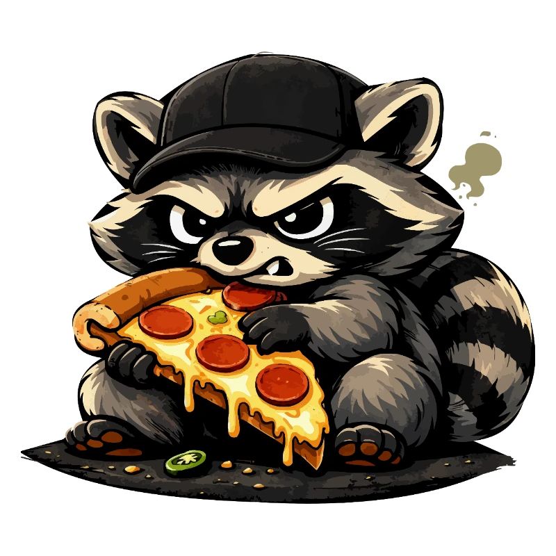 Pizza-Raccoon mit Hut