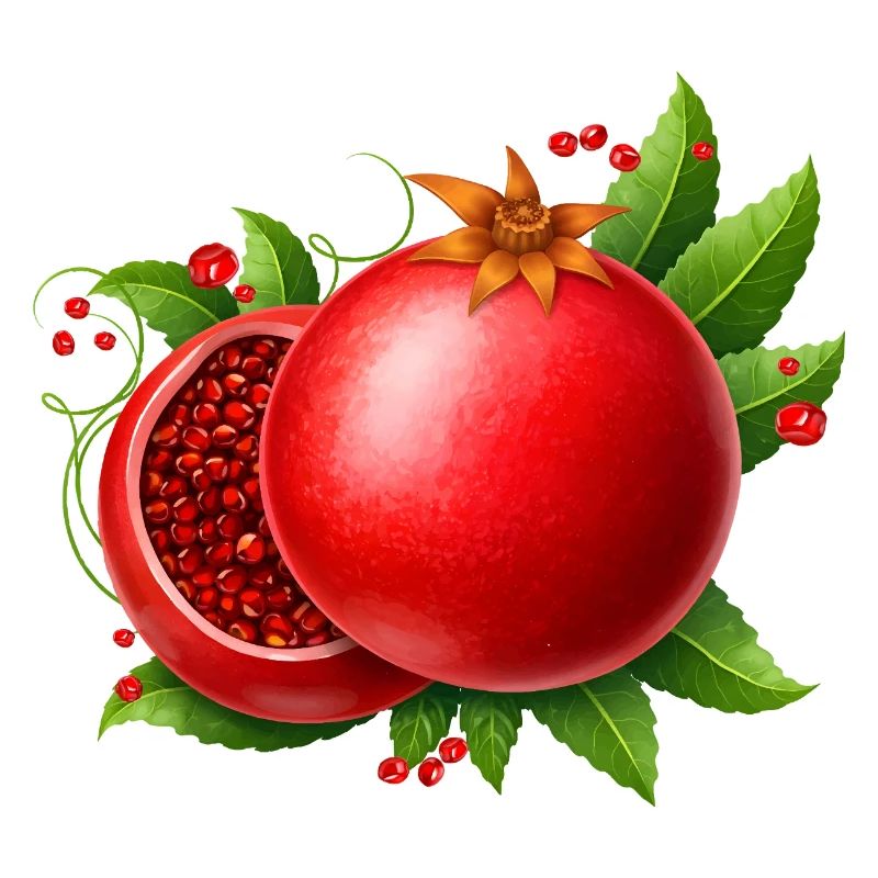 Granatapfel mit Blättern 