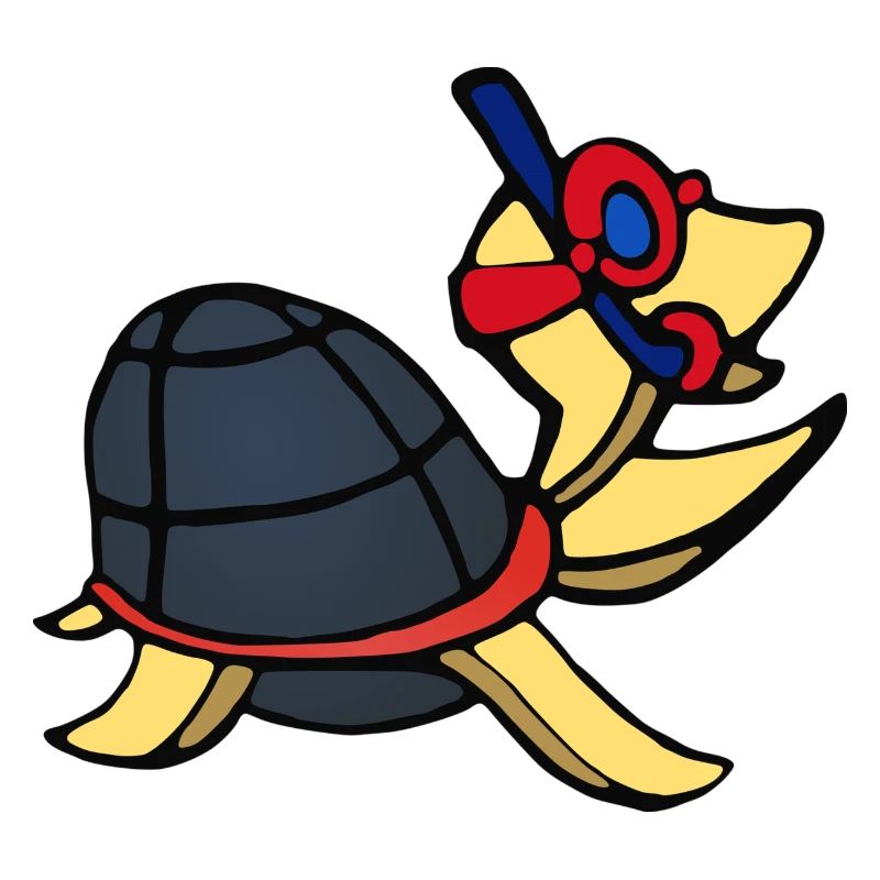 Turtle with diving goggles and snorkel