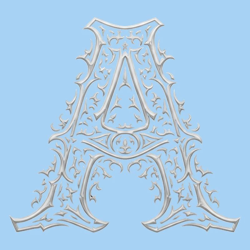 Letter A with silver arabesques