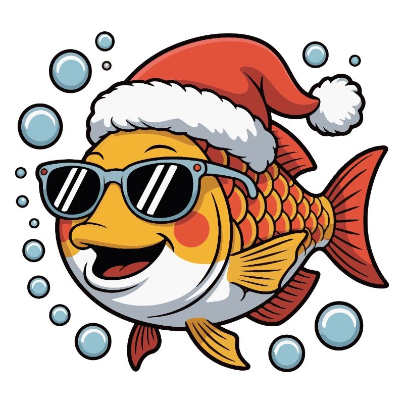 Poisson de Noël avec des lunettes de soleil
