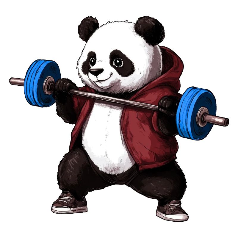 Panda mit Langhantel