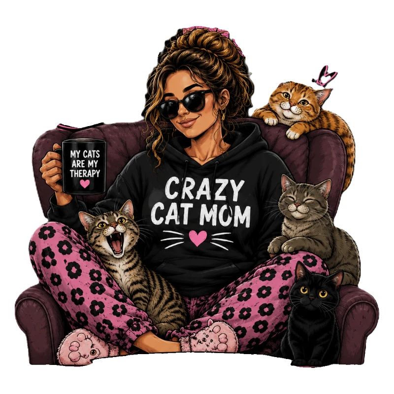 Crazy Cat Mom Pullover Hoodie