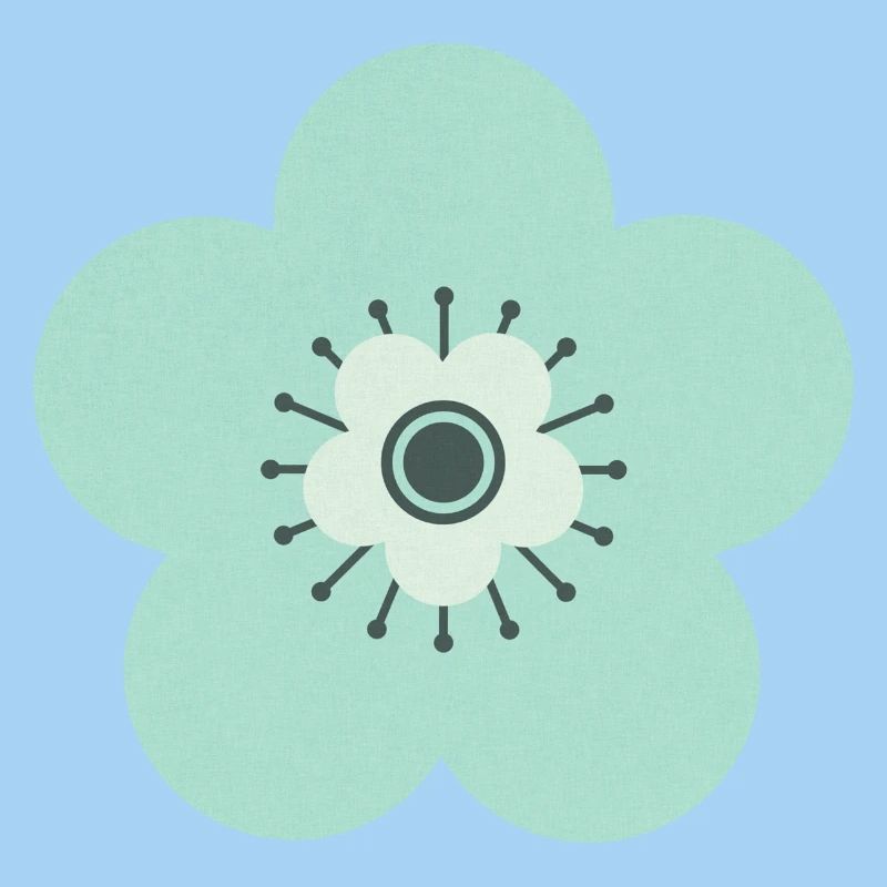 Mintgrün & Blaue Blume