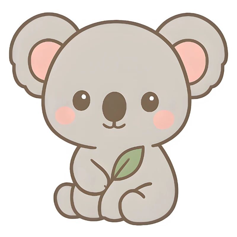 Mignon design d’ours koala avec des feuilles