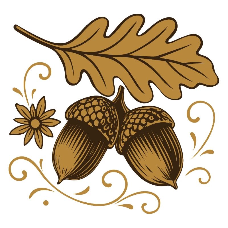 Eicheln mit Blatt – Herbst Design