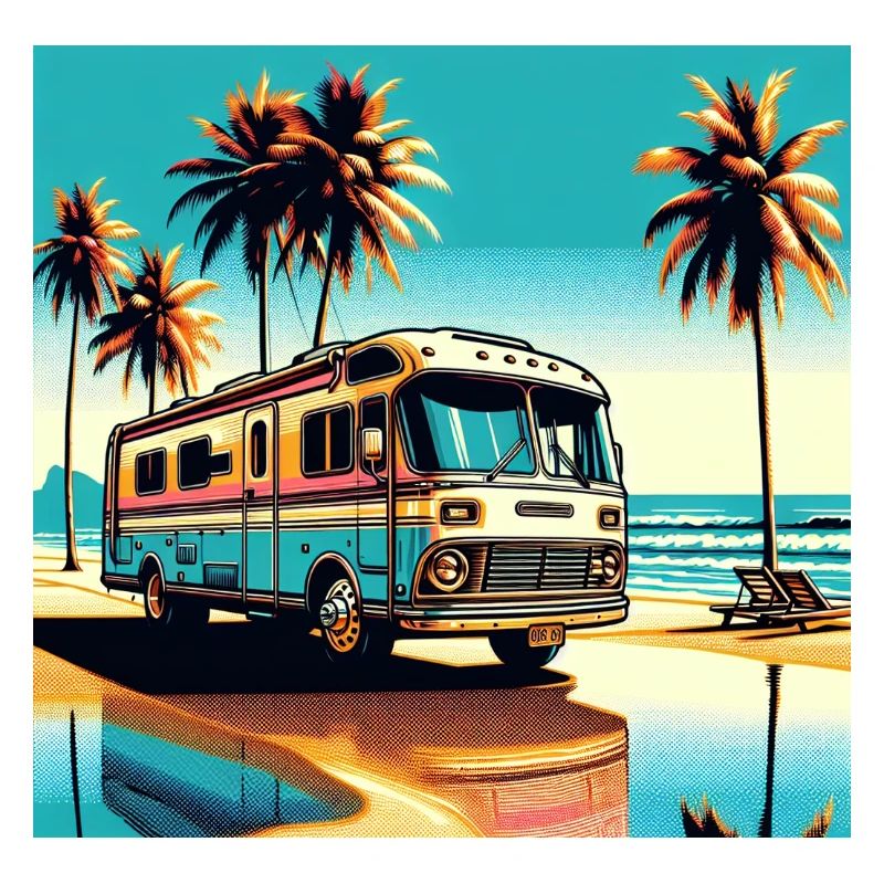 Retro Camper am Tropenstrand