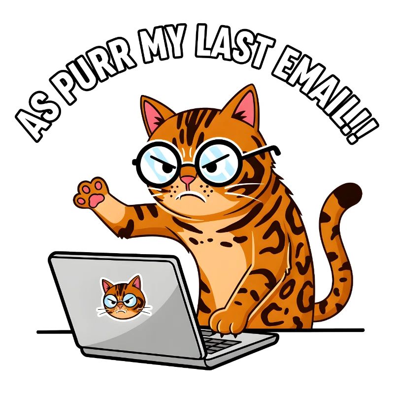 Chat de bureau en colère ronronne Mon dernier e-mail