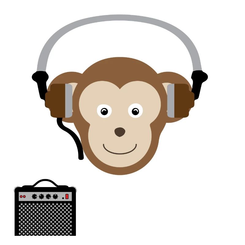 Affe mit Kopfhörern Musik