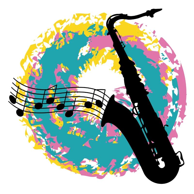 Saxofon auf Farbklecksen