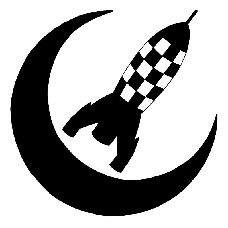 Black rocket and half-moon