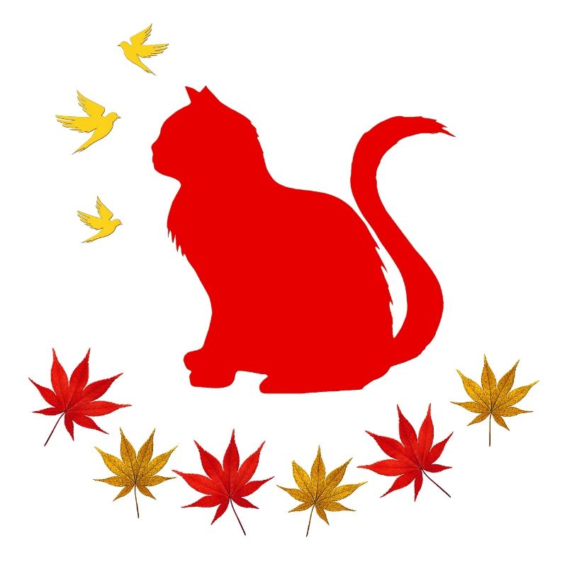 sitzende katze, herbstlich, pet prints