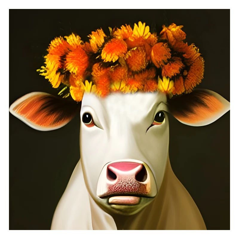 Die Kuh mit den Herbstblumen