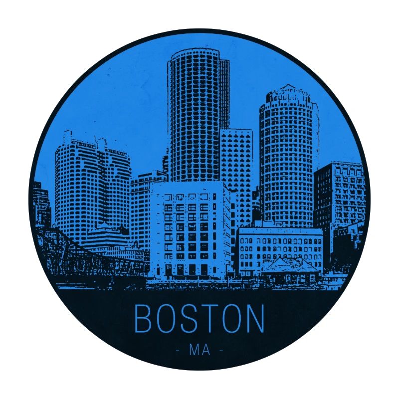 Boston Skyline Blue Circle