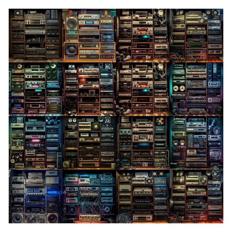 Vintage Audio Stack Collage