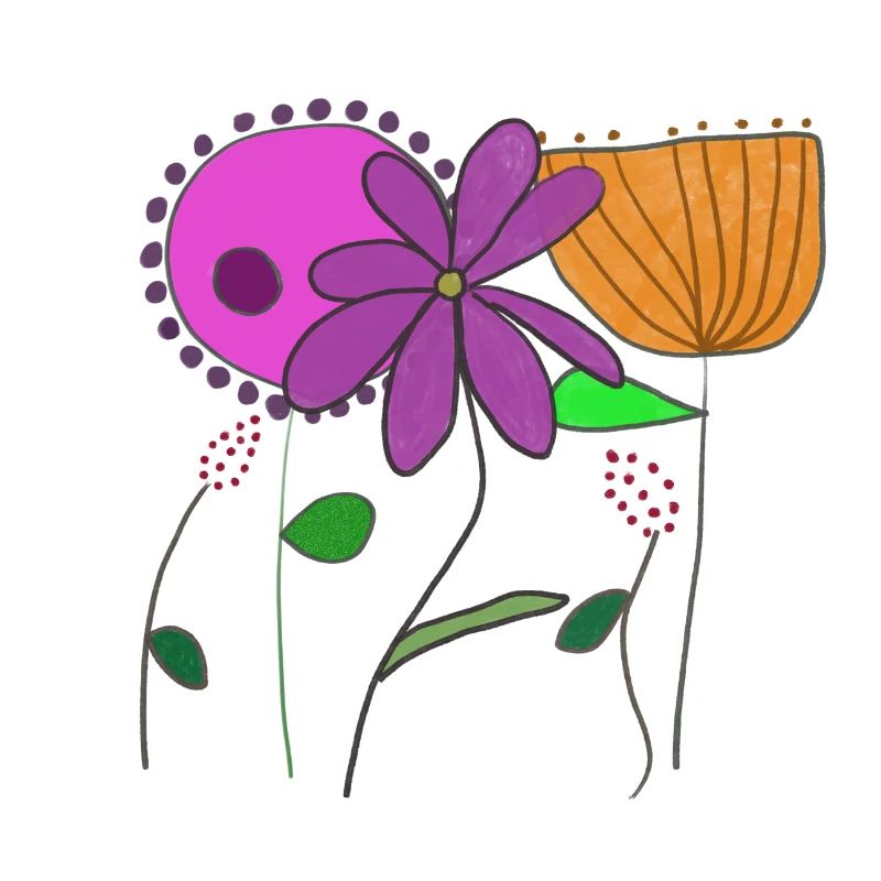 Blumenmotive mit bunten Blumen und Blättern
