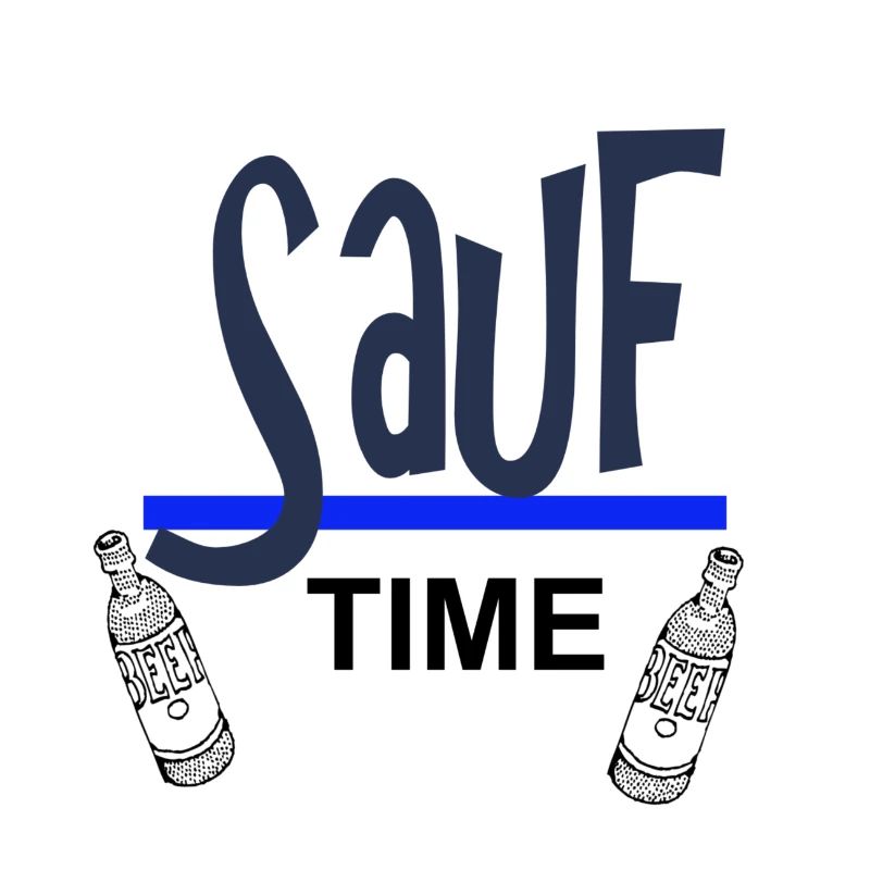 Sauf-Time-Logo mit Blauer Unterstreichung