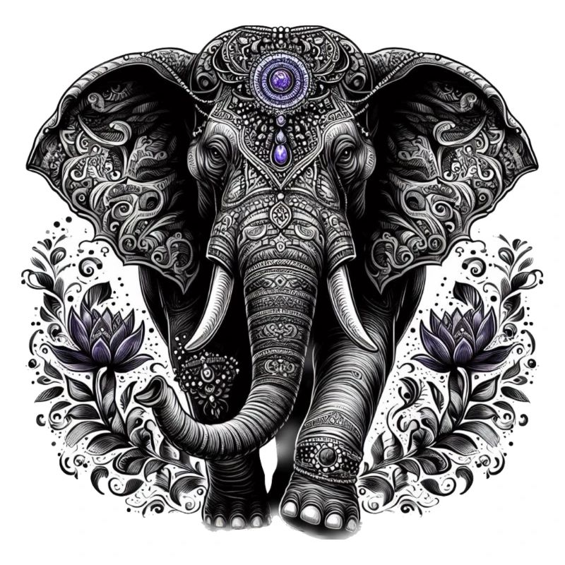 Éléphant avec coiffe