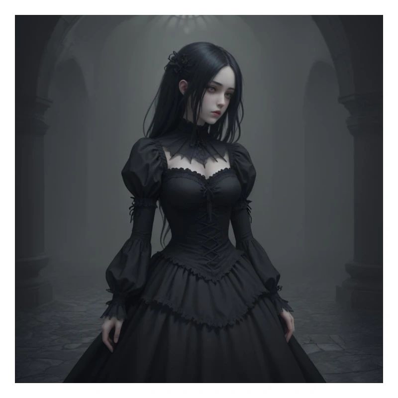 Gothic Viktorianisches Schwarzkleid