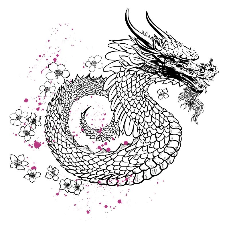 Dragon aux fleurs de cerisier style Sakura