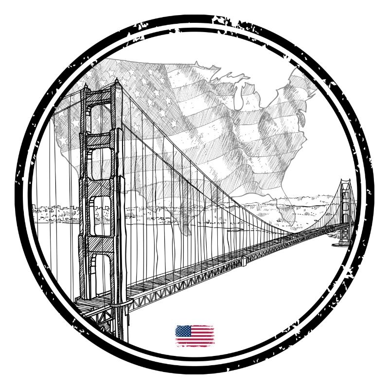 US Bridge Silhouette Map