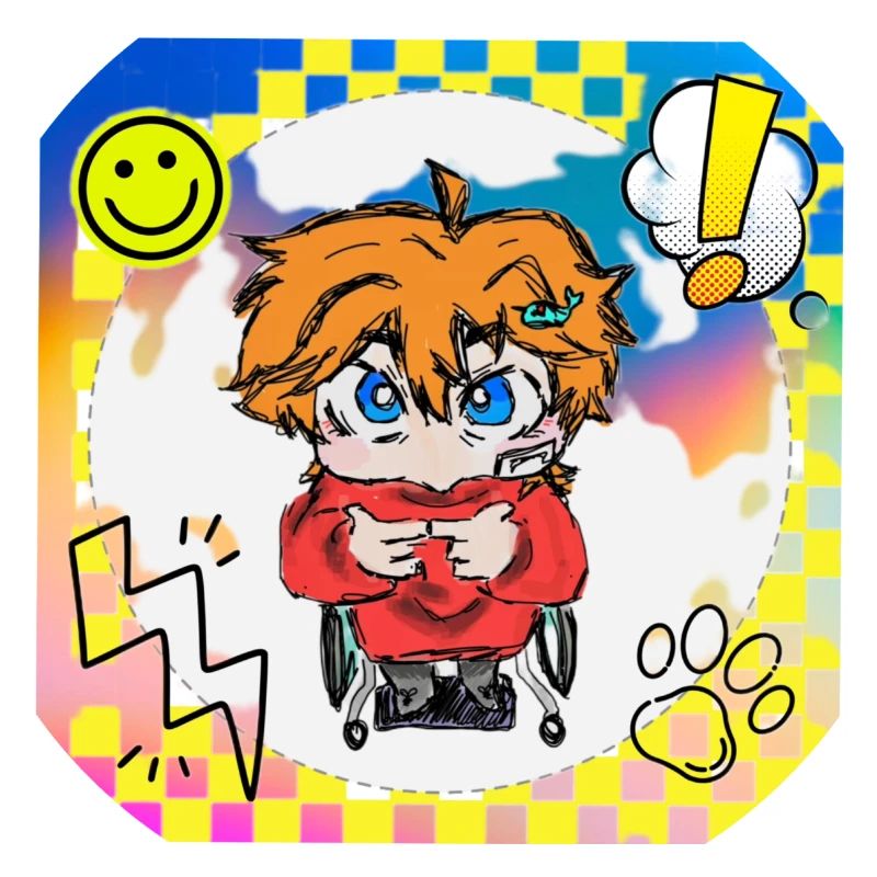 Bunter Popart Rollstuhlheld