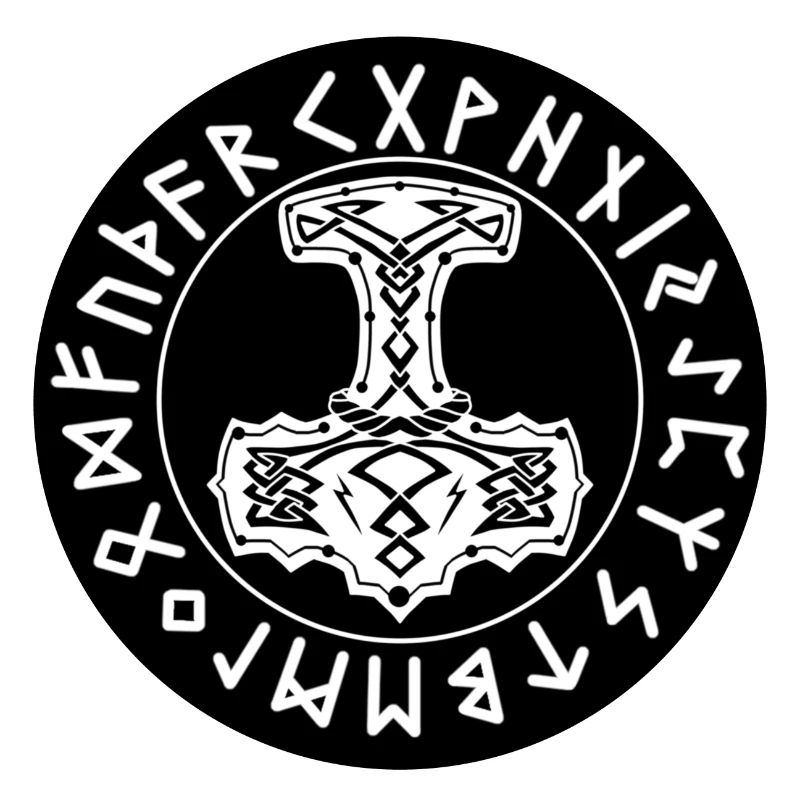 Mjöllnir black rune circle