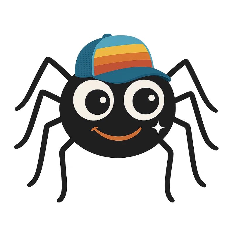 Cool spider with retro cap – cute & cheeky