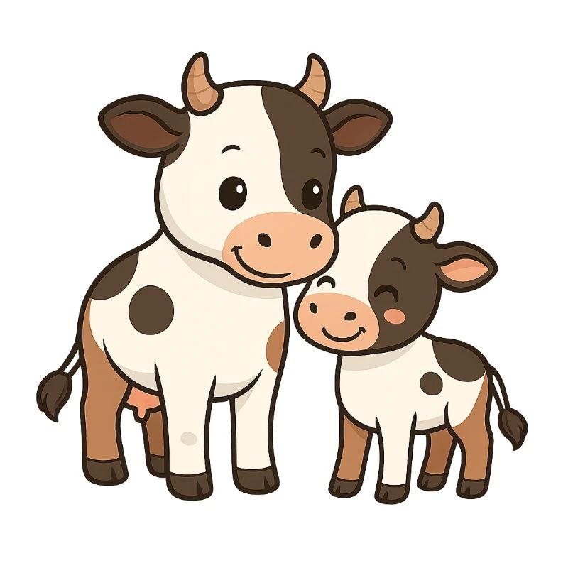 Kuhmutter kuschelt mit ihrem Kalb