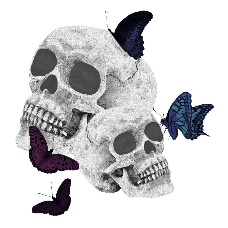 menschenschädel, schmetterlinge, goth