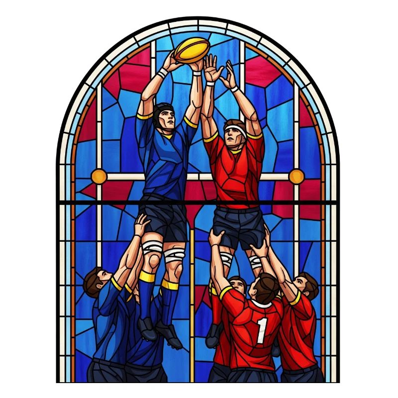 Buntglas-Rugby-Aufstellung