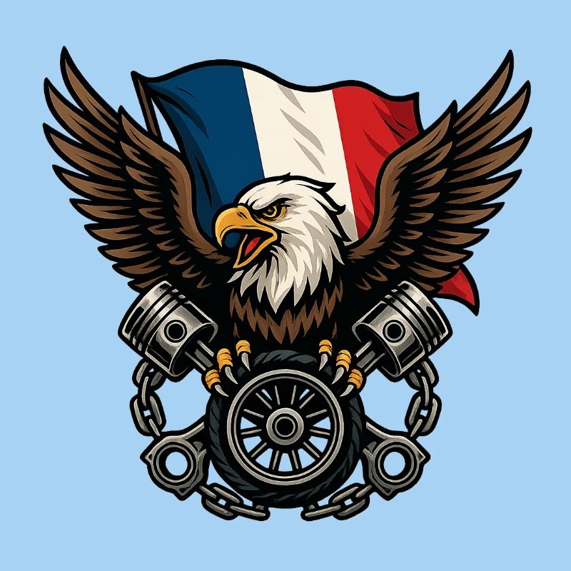 Aigle français avec drapeau 