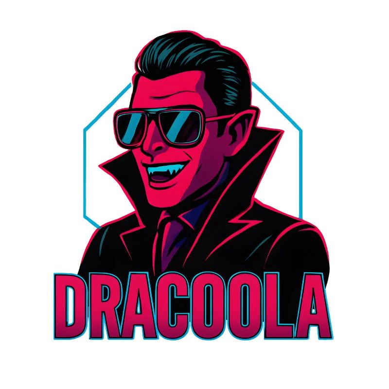 Dracula Dracoola Neon Retro Illustration